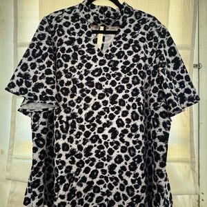 Lane Bryant Black and White Animal Print Blouse